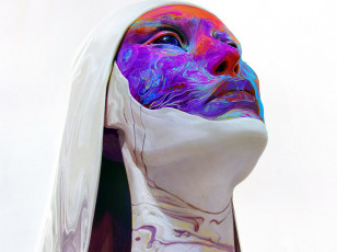 Картинка фэнтези существа женщина лицо краски