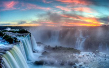 Картинка iguazu falls in argentina природа водопады водопад уступ скалы