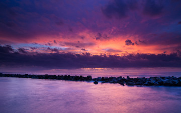 Картинка природа побережье закат сиреневый море