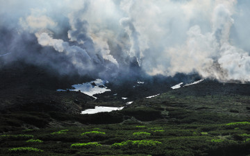 Картинка природа стихия Япония тектонический пояс вулкан гейзеры