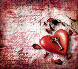 Картинка праздничные день+святого+валентина +сердечки +любовь листья ключик сердце день святого валентина праздник