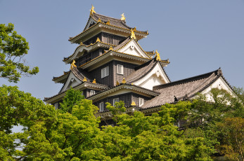 обоя okayama castle, города, замки Японии, пагода
