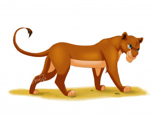 Картинка рисованное животные +львы львица фон