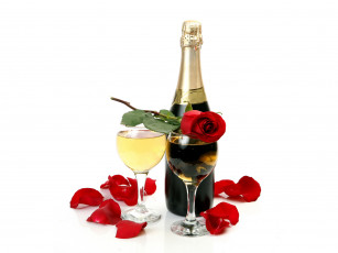 Картинка еда напитки +вино роза лепестки шампанское