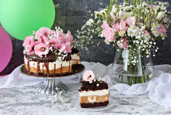Картинка еда торты торт шоколад цветы эустома шарики