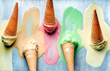 Картинка еда мороженое +десерты рожки вафельные