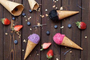 Картинка еда мороженое +десерты ягоды рожок вкусно