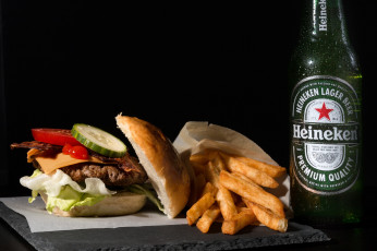 Картинка еда бутерброды +гамбургеры +канапе пиво картошка бутылка бургер