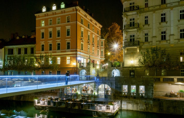Картинка словения города -+огни+ночного+города бар мужчина мост ночь здания