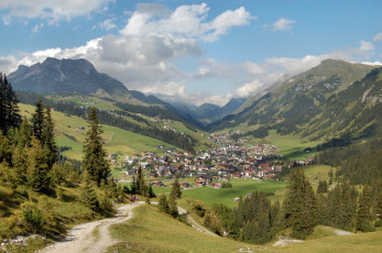 Картинка австрия лех на арльберге города пейзажи пейзаж городок горы