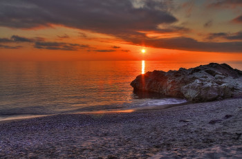 Картинка природа восходы закаты солнце тучи пляж океан