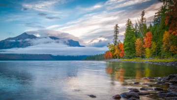 Картинка природа реки озера отражение облака осень горы озеро лес
