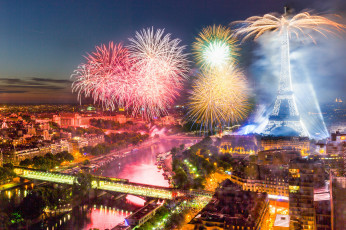 Картинка разное салюты +фейерверки башня фейерверк салют 14 июля 2015 года франция париж день взятия бастилии