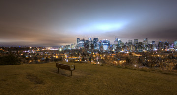 Картинка города -+панорамы пейзаж канада скамья калгари панорама ночь огни
