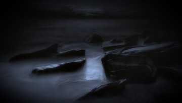 Картинка природа побережье море камни ночь