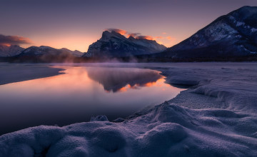 Картинка природа реки озера canada banff vermillion lakes mt rundle