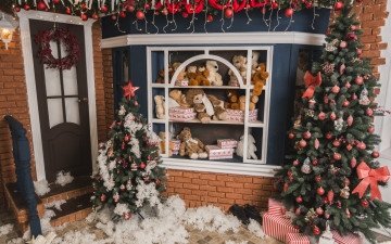 Картинка праздничные ёлки елка подарки мягкие гирлянда игрушки