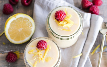 Картинка еда мороженое +десерты ягоды десерт малина лимон