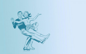 Картинка векторная графика коньки синий парень танец девушка