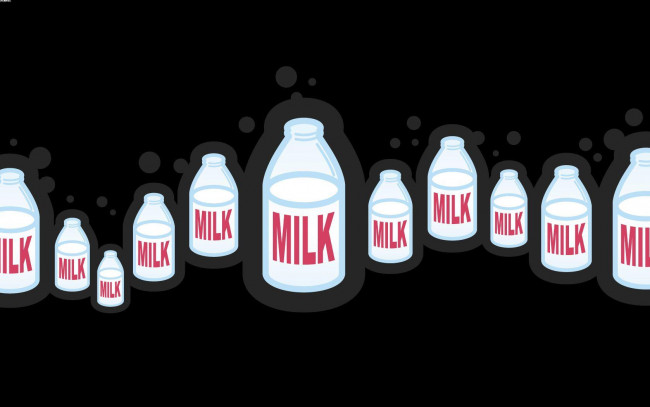 Обои картинки фото векторная, графика, молоко, бутылки, тёмный