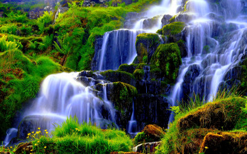 обоя cascading, falls, природа, водопады, водопад, джунгли, тропики
