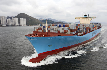 Картинка edith maersk корабли грузовые суда море берег судно контейнеровоз рейс