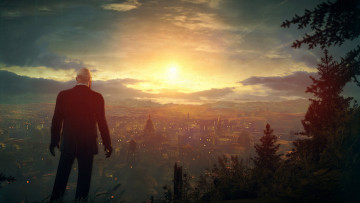 Картинка видео игры hitman absolution закат мужчина город
