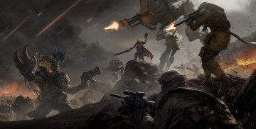 Картинка фэнтези роботы +киборги +механизмы война warhammer empire orks битва 40k