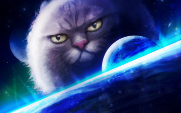 Картинка фэнтези существа планеты рисунок кот фантастика