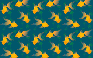Картинка векторная+графика животные+ animals узор хвост водоросли золотая рыбка