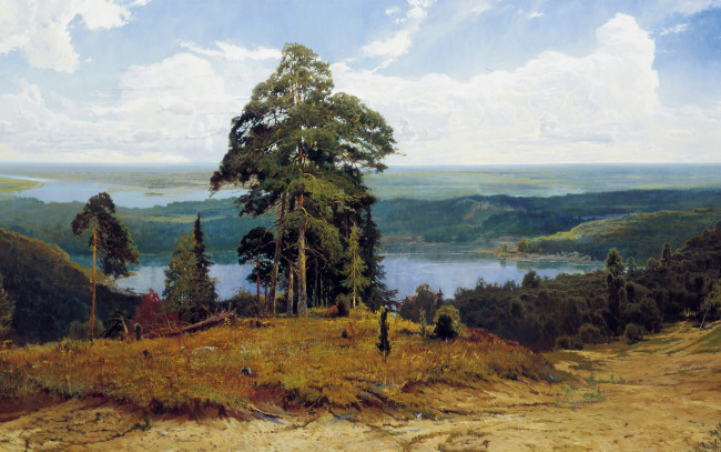 Обои картинки фото александр афонин, рисованное, озеро, лес