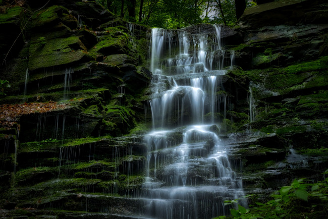 Обои картинки фото природа, водопады, поток, скала
