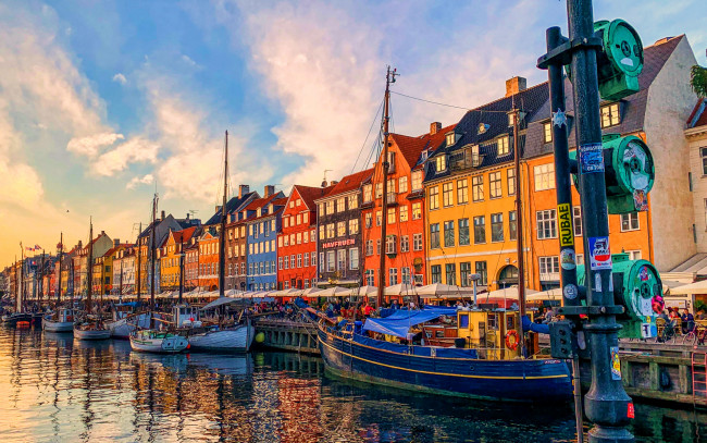 Обои картинки фото города, копенгаген , дания, канал, здания, корабли