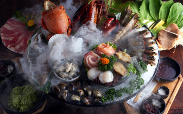 Картинка еда рыба +морепродукты +суши +роллы лед мидии лобстер