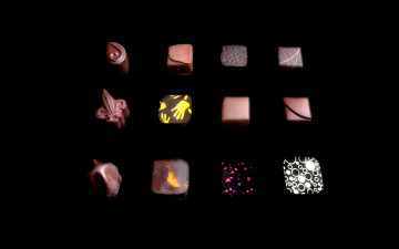 Картинка еда конфеты шоколад сладости тёмный фон дольки