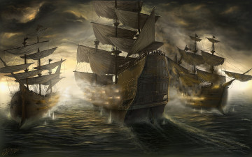 Картинка корабли рисованные парусники фрегаты dmitriy prozorov дмитрий прозоров