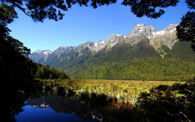 Обои картинки фото природа, горы, река, деревья