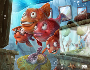 Картинка фэнтези существа рыбы аквариум