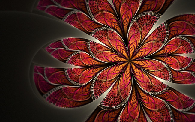 Обои картинки фото 3д, графика, fractal, фракталы, цветок, узор, красный, лепестки