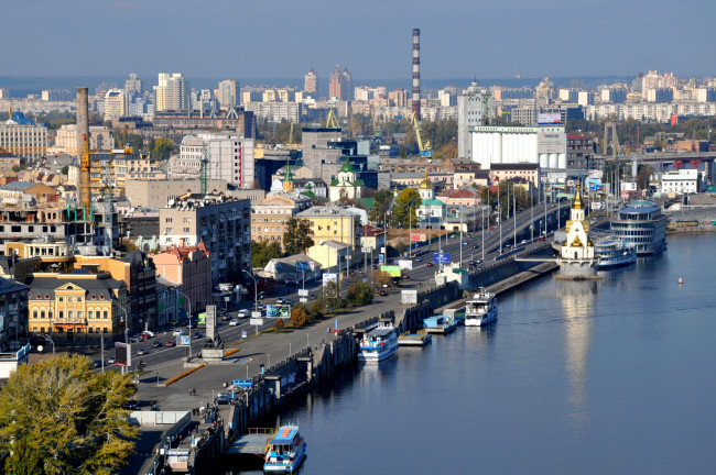Обои картинки фото города, киев, украина, дорога, днепр, набережная