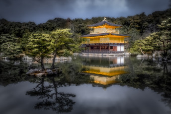 Картинка kinkaku-ji +kyoto +japan города -+буддийские+и+другие+храмы парк пруд храм
