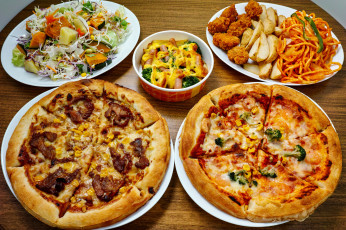 обоя еда, пицца, салат, овощи