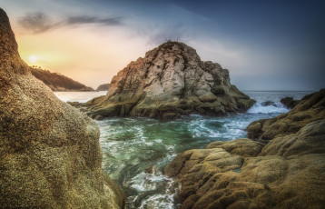 Картинка природа побережье рассвет скалы океан