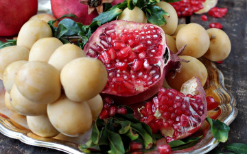 Картинка еда фрукты +ягоды гранат сливы зерна