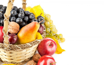 Картинка еда фрукты +ягоды орехи яблоки груши виноград nuts fruit apples pear grapes