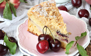 Картинка еда пироги вишня пирог выпечка ягоды