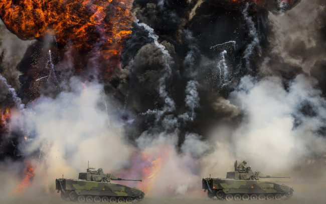 Обои картинки фото техника, военная техника, tanks, simulated, fight, explosion