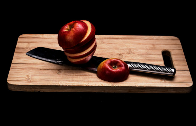 Обои картинки фото еда, Яблоки, нож, яблоко