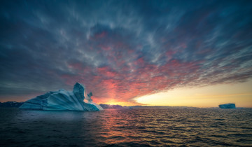 обоя природа, айсберги и ледники, море, океан, ледник, гренландия, солнце