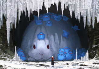 Картинка аниме животные +существа кролик девочка